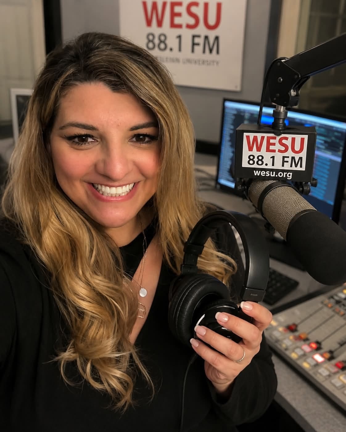 Isabel Calione at WESU 88.1 FM radio station